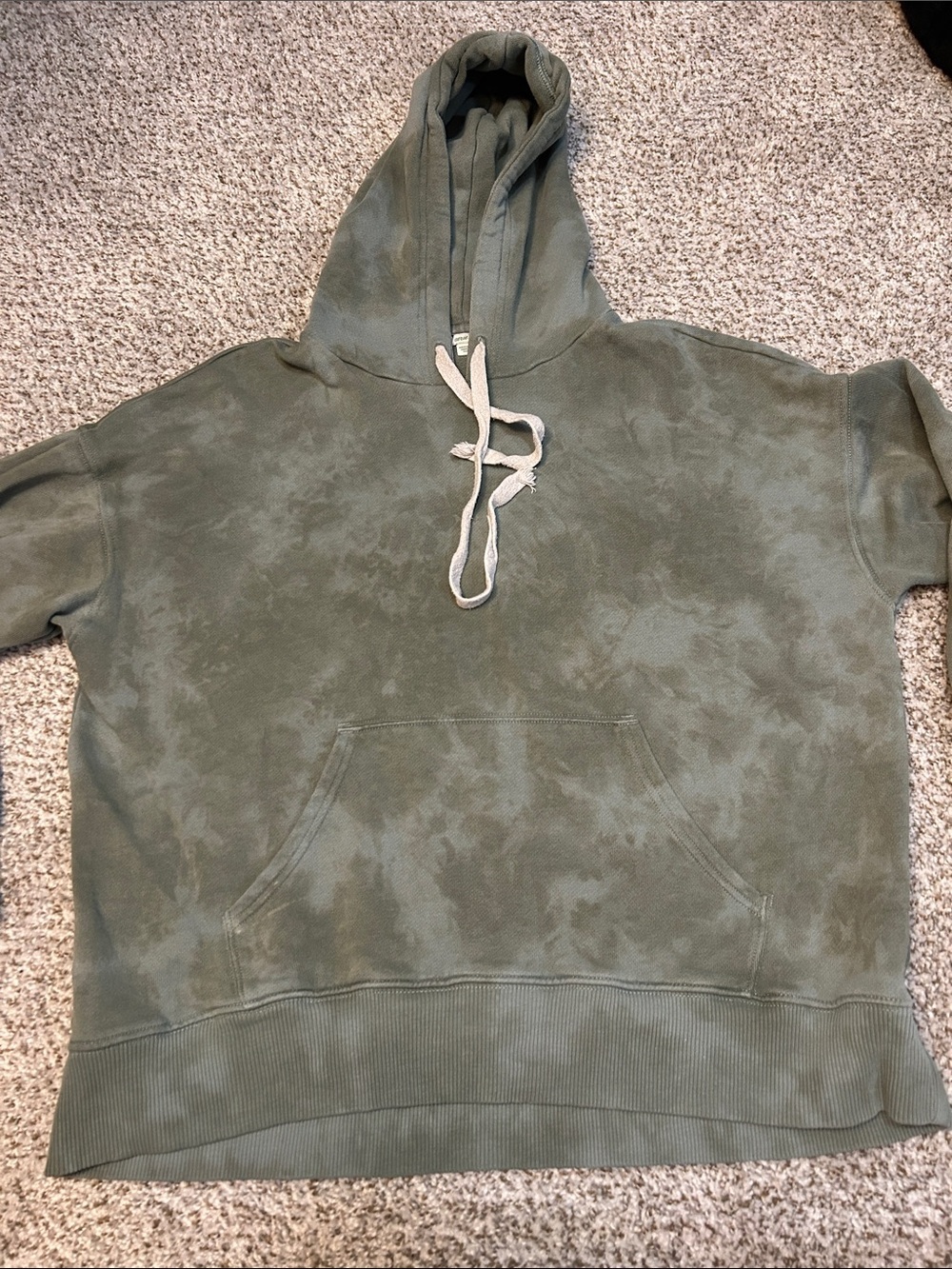 aerie Olive Green Tie-Dye Hooded Sweatshirt